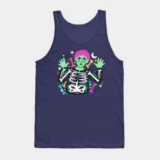 Illustration Zombie With Skeleton Tank Top